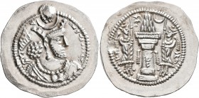 SASANIAN KINGS. Bahram V, 420-438. Drachm (Silver, 30 mm, 4.20 g, 3 h), LDY (Ray). MZDYSN BGY WLHL'N MLKAn MLKA ('Worshipper of Lord Mazda, 'God' Wahr...