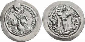 SASANIAN KINGS. Bahram V, 420-438. Drachm (Silver, 29 mm, 4.17 g, 4 h), LD (Ray). MZDYSN BGY WLHL'N MLKAn MLKA ('Worshipper of Lord Mazda, 'God' Wahra...