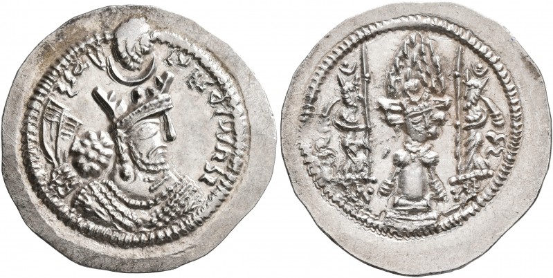 SASANIAN KINGS. Bahram V, 420-438. Drachm (Silver, 28 mm, 4.20 g, 3 h), LD (Ray)...