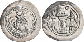 SASANIAN KINGS. Bahram V, 420-438. Drachm (Silver, 30 mm, 4.06 g, 3 h), BBA (the camp mint). MZDYSN BGY WLHL'N MLKAn MLKA ('Worshipper of Lord Mazda, ...