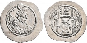 SASANIAN KINGS. Bahram V, 420-438. Drachm (Silver, 30 mm, 4.37 g, 3 h), AY (Eran-Khwarrah-Shapur). MZDYSN BGY WLHL'N MLKAn MLKA ('Worshipper of Lord M...