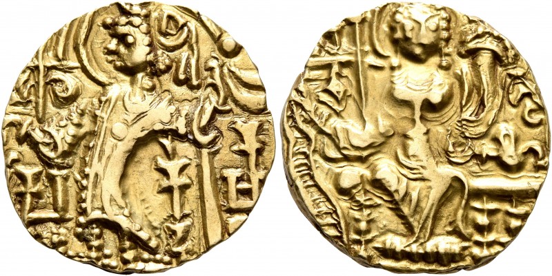 HUNNIC TRIBES, Kidarites. Kidara, circa 350-385. Dinar (Gold, 21 mm, 7.83 g, 12 ...