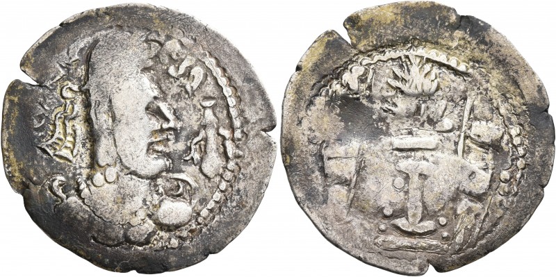 HUNNIC TRIBES, Alchon Huns. Javukha, circa 450-500. Drachm (Silver, 28 mm, 3.28 ...