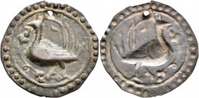LOCAL ISSUES, Silk Road Region. Circa 5th-8th centuries. Bracteate (Bronze, 27 mm, 1.12 g, 12 h). Peacock standing left; before, floral ornament. Rev....