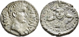 SICILY. Panormus. Augustus, 27 BC-AD 14. 'Assarion' (?) (Bronze, 25 mm, 11.78 g, 12 h). ΠΑΝΟΡΜΙΤΑΝ Bare head of Augustus to right. Rev. Triskeles runn...