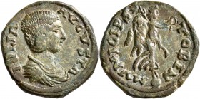 MACEDON. Stobi. Julia Domna, Augusta, 193-217. 'As' (Bronze, 23 mm, 5.64 g, 12 h). IVLIA AVGVSTA Draped bust of Julia Domna to right. Rev. MVNICIP STO...