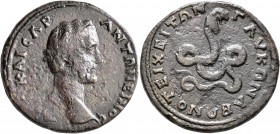 PAPHLAGONIA. Ionopolis (as Abonuteichus). Antoninus Pius, 138-161. Tetrassarion (Orichalcum, 31 mm, 16.17 g, 1 h). ΑYΤ ΚΑΙϹΑΡ ΑΝΤΩΝΕΙΝΟϹ Bare head of ...