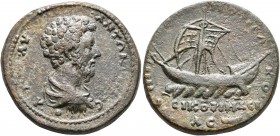 BITHYNIA. Nicomedia. Marcus Aurelius, 161-180. Tetrassarion (Orichalcum, 29 mm, 19.07 g, 7 h). AYT•K•M•AY ANTΩNЄINOC Bare-headed, draped and cuirassed...