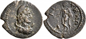 LYDIA. Saitta. Pseudo-autonomous issue. 1/3 Assarion (Bronze, 19 mm, 2.78 g, 6 h), early to mid 3rd century AD. Draped bust of Mên set on crescent to ...