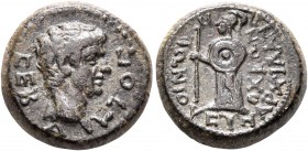 CARIA. Antiochia ad Maeandrum. Augustus (?), 27 BC-AD 14. Hemiassarion (Bronze, 14 mm, 3.36 g, 6 h), Paionios, member of the synarchy. ΣEBAΣTOΣ Bare h...
