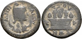 CARIA. Attuda. Pseudo-autonomous issue. Assarion (Bronze, 22 mm, 5.29 g, 6 h), circa 200-250. MHN KAPOY Draped bust of Mên set to right on crescent, w...