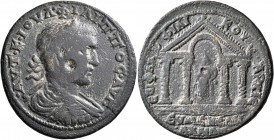 PHRYGIA. Eumeneia. Philip I. Pentassarion (Orichalcum, 37 mm, 17.49 g, 6 h), Phla. Philikos, archiereus. •AYT•K•IOYΛ•ΦIΛIΠΠOC•AVΓ• Laureate, draped an...