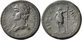 PHRYGIA. Philomelium. Pseudo-autonomous issue. Assarion (Bronze, 22 mm, 6.15 g, 6 h), time of Caracalla, circa 205-209. ΔHMOC ΦΙΛΟMHΛЄⲰN Laureate and ...
