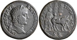 PISIDIA. Antiochia. Caracalla, 198-217. 'Sestertius' (Orichalcum, 33 mm, 26.20 g, 5 h). IMP CAES M AVR ANTONINVS AVG Laureate head of Caracalla to rig...