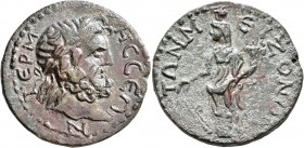 PISIDIA. Termessus Major. Pseudo-autonomous issue. 9 Assaria (?) (Bronze, 31 mm, 16.90 g, 6 h), circa 240-268. TЄPMЄCCЄΩN Laureate head of Zeus Solymo...
