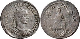 CILICIA. Mallus. Hostilian, as Caesar, 250-251. Hexassarion (?) (Bronze, 31 mm, 13.22 g, 7 h). S VALEN OCTIL MEC QVINTVM C Radiate, draped and cuirass...