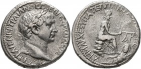 CILICIA. Tarsus. Trajan, 98-117. Tetradrachm (Silver, 25 mm, 12.13 g, 6 h), late Rome style issue, 103-111. ΑΥΤΟΚΡ ΚΑΙΣ ΝΕΡ ΤΡΑΙΑΝΟΣ ΣΕΒ ΓΕΡM ΔAKIK La...