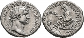 CILICIA. Tarsus. Hadrian, 117-138. Tridrachm (Silver, 25 mm, 10.50 g, 1 h). ΑΥΤ ΚΑΙ ΘΕ ΤΡA ΠΑΡ ΥΙ ΘΕ ΝΕΡ ΥΙ ΤΡΑI ΑΔΡΙΑΝΟϹ ϹEB Laureate head of Hadrian...
