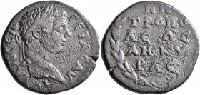 GALATIA. Ancyra. Geta, 209-211. Tetrassarion (Bronze, 29 mm, 14.00 g, 1 h). AY KA Π ΓЄTAC AY Laureate head of Caracalla to right. Rev. MH/TPOΠO/ΛЄΩC /...