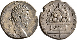 CAPPADOCIA. Caesaraea-Eusebia. Commodus, 177-192. Tetrassarion (Bronze, 27 mm, 13.94 g, 12 h), RY 13 = 191/2. A K M AY KOMOΔOC ANTΩNINOC Laureate head...