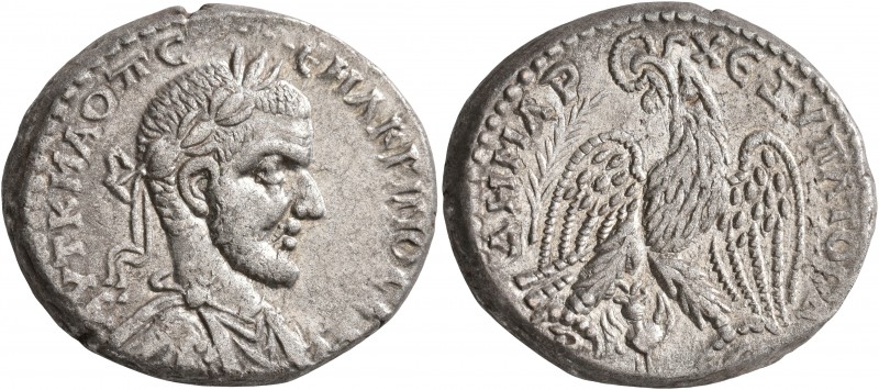 SYRIA, Cyrrhestica. Beroea. Macrinus, 217-218. Tetradrachm (Billon, 26 mm, 14.41...