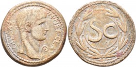 SYRIA, Seleucis and Pieria. Antioch. Nero, 54-68. 'Dupondius' (Bronze, 30 mm, 13.14 g, 1 h). IM•NER•CLAV CAESAR Laureate head of Nero to right; before...