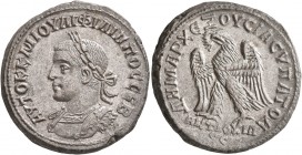 SYRIA, Seleucis and Pieria. Antioch. Philip II, 247-249. Tetradrachm (Billon, 27 mm, 12.00 g, 1 h), 249. ΑΥΤΟΚ Κ Μ ΙΟΥΛΙ ΦΙΛΙΠΠΟC CЄΒ Laureate and cui...