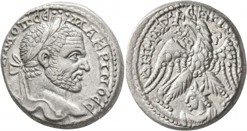 SYRIA, Seleucis and Pieria. Emesa. Macrinus, 217-218. Tetradrachm (Billon, 26 mm...