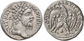 SYRIA, Seleucis and Pieria. Laodicea ad Mare. Septimius Severus, 193-211. Tetradrachm (Silver, 26 mm, 13.44 g, 12 h), 208-209. AYT•KAI•CЄOYHPOC•CЄ• La...
