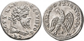 SYRIA, Seleucis and Pieria. Laodicea ad Mare. Septimius Severus, 193-211. Tetradrachm (Silver, 26 mm, 13.82 g, 1 h), 209-211. AYT•KAI••CЄOYHPOC••CЄ• L...