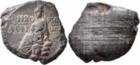 SYRIA, Seleucis and Pieria. Nicopolis Seleucis. Seal (Terracotta, 23 mm, 2.54 g), circa 1st-2nd centuries. NIKO-ΠΟ/ΛЄIT-ⲰN The Tyche of Antioch, veile...