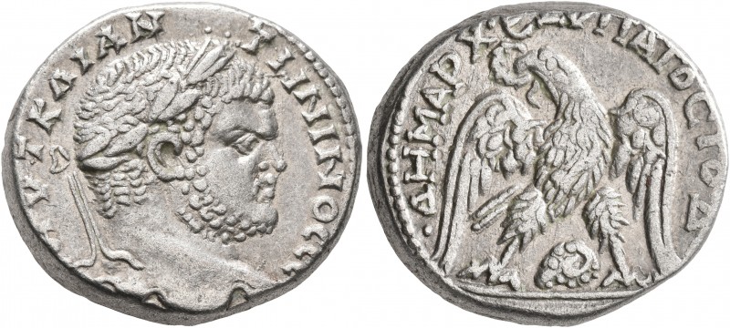 SYRIA, Coele-Syria. Damascus. Caracalla, 198-217. Tetradrachm (Billon, 24 mm, 14...