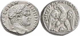 SYRIA, Coele-Syria. Damascus. Caracalla, 198-217. Tetradrachm (Billon, 24 mm, 14.92 g, 1 h), 215-217. ΑΥΤ ΚΑΙ•••ΑΝΤωΝΙΝΟC CЄ[B] Laureate head of Carac...