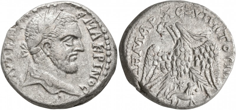 SYRIA, Coele-Syria. Heliopolis. Macrinus, 217-218. Tetradrachm (Billon, 25 mm, 1...