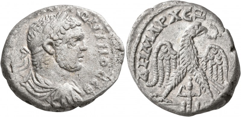 PHOENICIA. Ace-Ptolemais. Caracalla, 198-217. Tetradrachm (Billon, 27 mm, 12.00 ...
