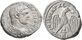 PHOENICIA. Ace-Ptolemais. Caracalla, 198-217. Tetradrachm (Billon, 27 mm, 12.00 g, 5 h), 215-217. [ΑΥΤ Κ Μ Α] ΑΝΤΩΝΙΝΟC CΒ Laureate, draped and cuiras...