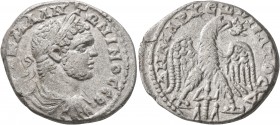PHOENICIA. Ace-Ptolemais. Caracalla, 198-217. Tetradrachm (Billon, 27 mm, 11.09 g, 5 h), 215-217. [ΑΥ]Τ Κ Μ Α ΑΝΤΩΝΙΝΟC CЄΒ Laureate, draped and cuira...
