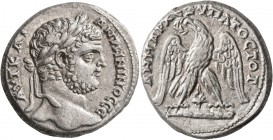 PHOENICIA. Tyre. Caracalla, 198-217. Tetradrachm (Silver, 26 mm, 14.65 g, 11 h), 209-212. ΑΥΤ ΚΑΙ ΑΝΤⲰΝΙΝΟC CЄ Laureate head of Caracalla to right. Re...