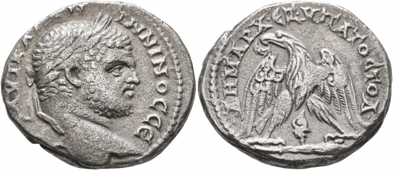 PHOENICIA. Tyre. Caracalla, 198-217. Tetradrachm (Silver, 28 mm, 13.24 g, 6 h), ...