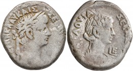 EGYPT. Alexandria. Nero, 54-68. Tetradrachm (Billon, 24 mm, 12.49 g, 1 h), RY 5 = 58/9. NEPΩΝ KΛAY KAIΣ ΣEBΑ [ΓEP ΑΥΤΟ] Laureate head of Nero to right...