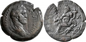 EGYPT. Alexandria. Antoninus Pius, 138-161. Drachm (Bronze, 36 mm, 21.55 g, 12 h), RY 11 = 147/8. ΑΥΤ Κ Τ ΑΙΛ ΑΔΡ ΑΝΤⲰΝΙΝΟC CЄΒ Laureate, draped and c...