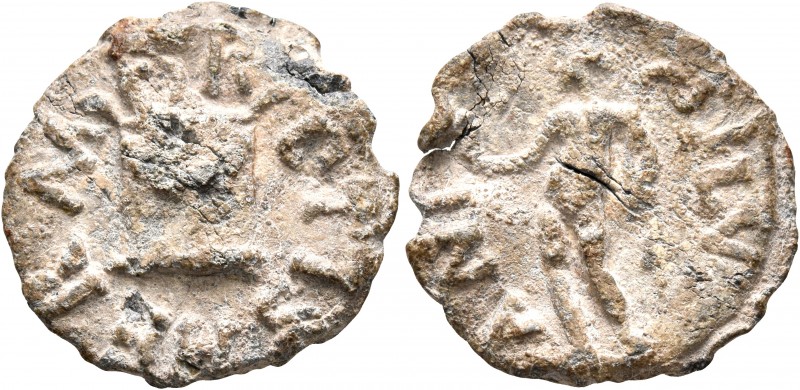 UNCERTAIN. Tessera (Lead, 21 mm, 4.18 g, 1 h), Hermeros and Silvanus, circa 1st-...
