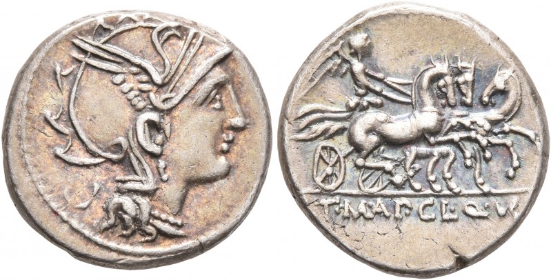 T. Manlius Mancinus, Appius Claudius Pulcher and Q. Urbinus, 111-110 BC. Denariu...