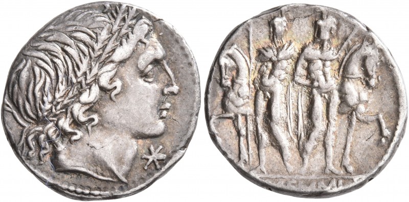 L. Memmius, 109-108 BC. Denarius (Silver, 18 mm, 3.83 g, 7 h), Rome. Male head t...