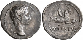 Augustus, 27 BC-AD 14. Denarius (Silver, 20 mm, 3.64 g, 12 h), uncertain mint in the East, after 27 BC. Head of Augustus to right, wearing oak wreath....