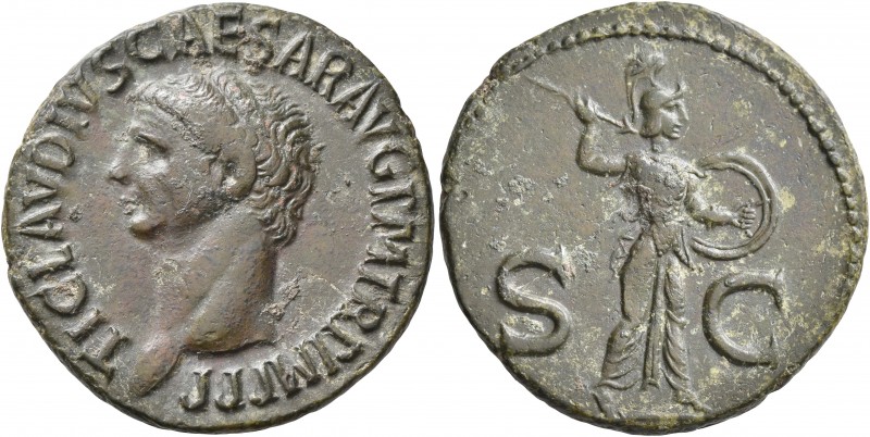 Claudius, 41-54. As (Bronze, 28 mm, 10.71 g, 6 h), Rome, circa 50-54. TI CLAVDIV...