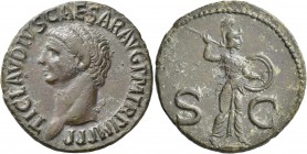 Claudius, 41-54. As (Bronze, 28 mm, 10.71 g, 6 h), Rome, circa 50-54. TI CLAVDIVS CAESAR AVG P M TR P IMP P P Bare head of Claudius to left. Rev. S - ...