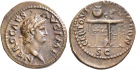 Nero, 54-68. Semis (Orichalcum, 19 mm, 3.82 g, 6 h), Rome, 62-68. NERO CAES AVG IMP Laureate head of Nero to right. Rev. CERTA QVINQ ROM CON / S C Tab...