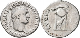 Vitellius, 69. Denarius (Silver, 19 mm, 3.17 g, 6 h), Rome, late April-20 December 69. A VITELLIVS GERMAN IMP TR P Laureate head of Vitellius to right...