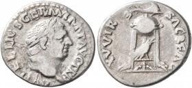 Vitellius, 69. Denarius (Silver, 18 mm, 3.21 g, 7 h), Rome, late April-20 December 69. A VITELLIVS GERM IMP AVG TR P Laureate head of Vitellius to rig...